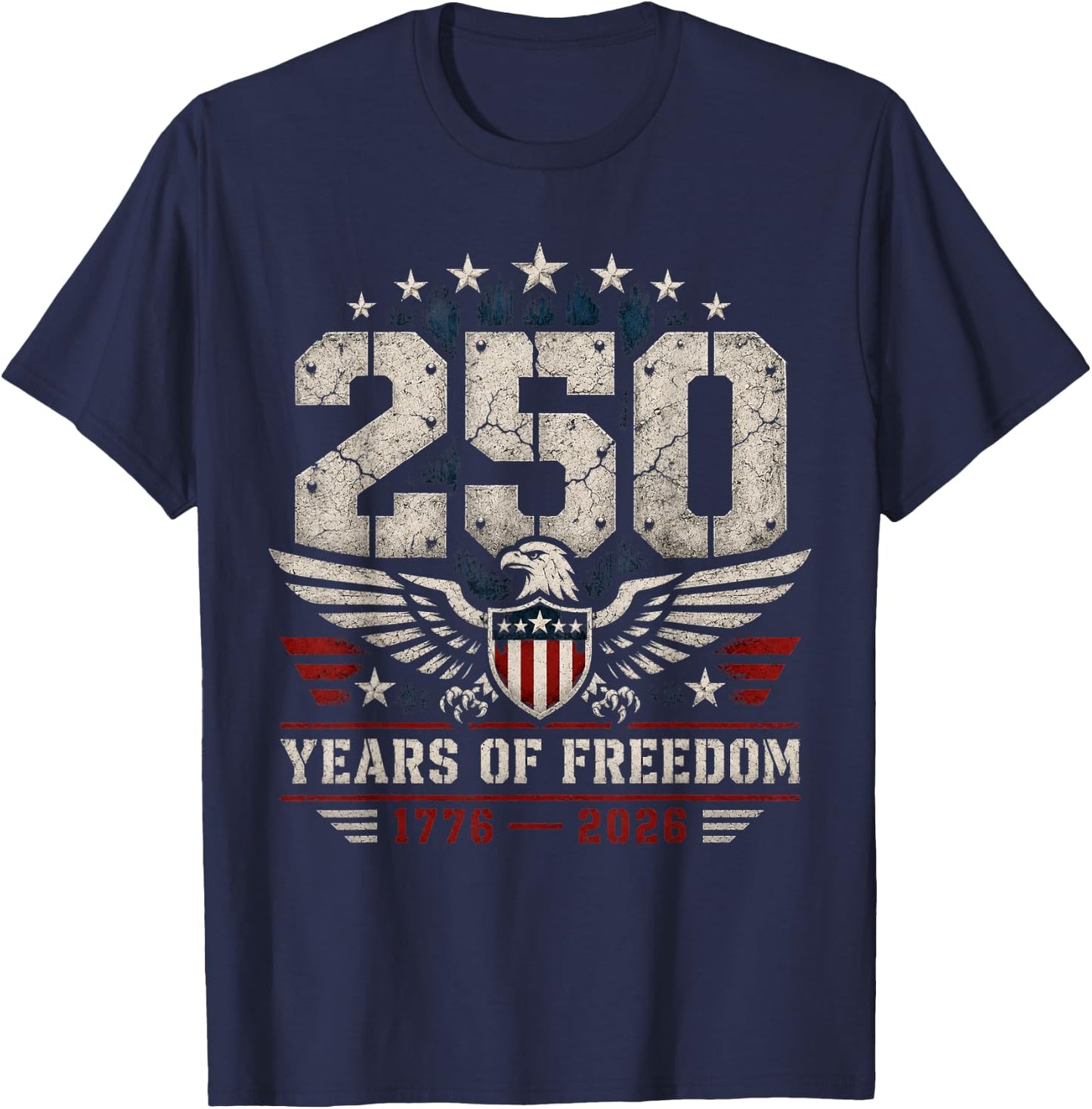 250 Years American 250th Anniversary USA Patriotic 4th July T-Shirt - T-Shirt | Navy