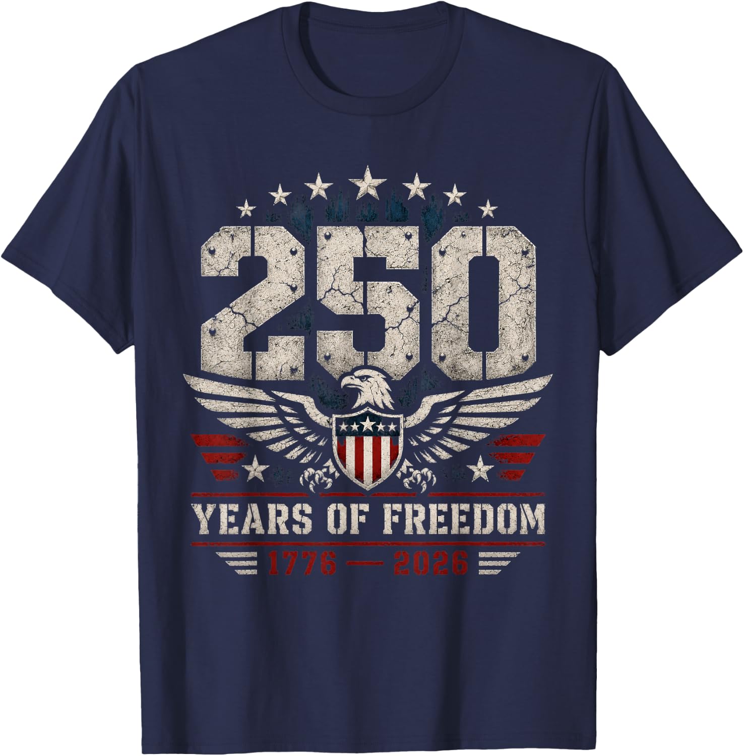 250 Years American 250th Anniversary USA Patriotic 4th July T-Shirt - T-Shirt | Navy