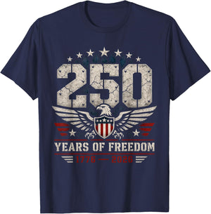 250 Years American 250th Anniversary USA Patriotic 4th July T-Shirt - T-Shirt | Navy