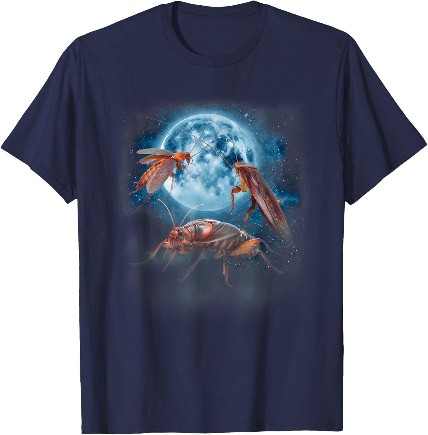 Cockroach Shirt - Cockroach Shirt Funny Howling at the Moon T-Shirt - T-Shirt | Navy