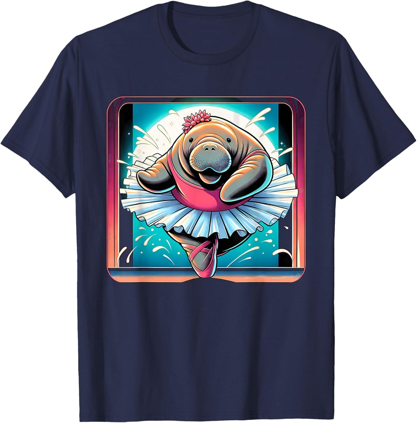 Ballerina Manatee Dancing T-Shirt - T-Shirt | Navy