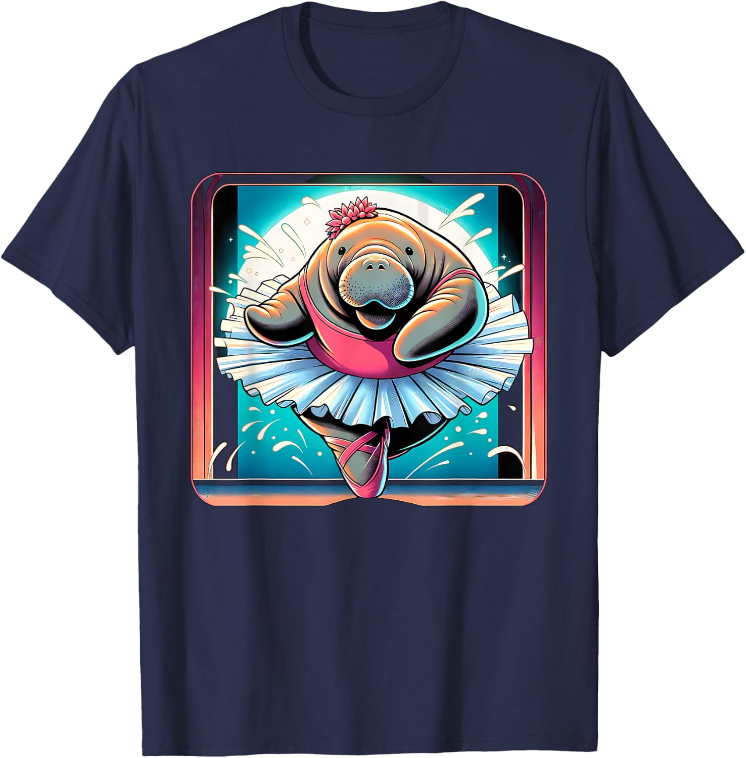 Ballerina Manatee Dancing T-Shirt - T-Shirt | Navy