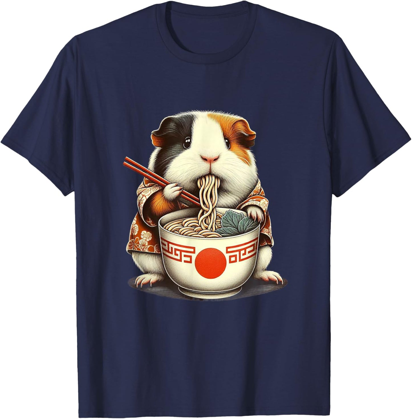 Guinea Pig Ramen Kawaii Neko Japanese Noodles Aesthetic T-Shirt - T-Shirt | Navy