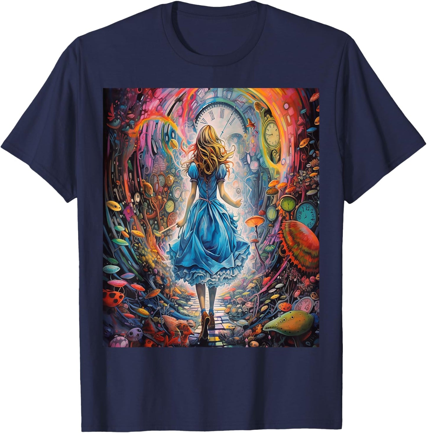 Alice in Wonderland Trippy Rainbow T-Shirt - T-Shirt | Navy