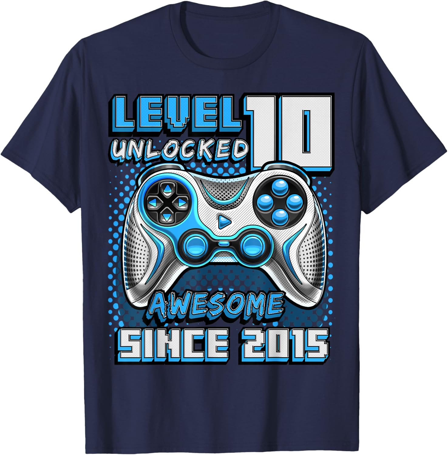 10th Birthday Boy Level 10 Gamer 10 Year Video Game Party T-Shirt - T-Shirt | Navy