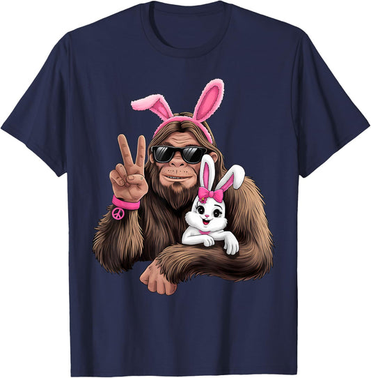 Funny Bigfoot Bunny Easter Day Sasquatch T-Shirt - T-Shirt | Navy
