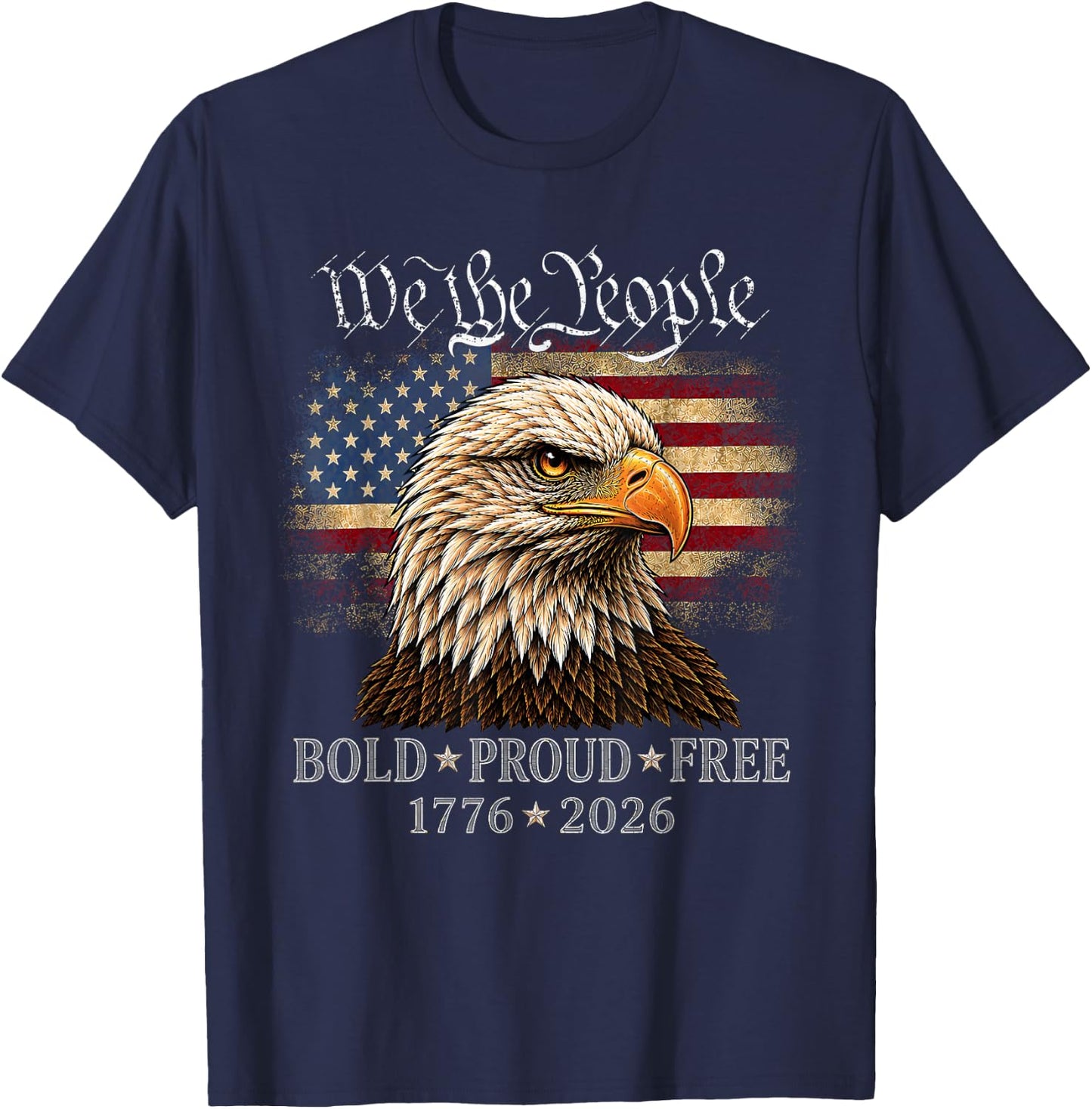 Patriotic Eagle 1776 2026 250th Anniversary 4th of July T-Shirt - T-Shirt | Navy