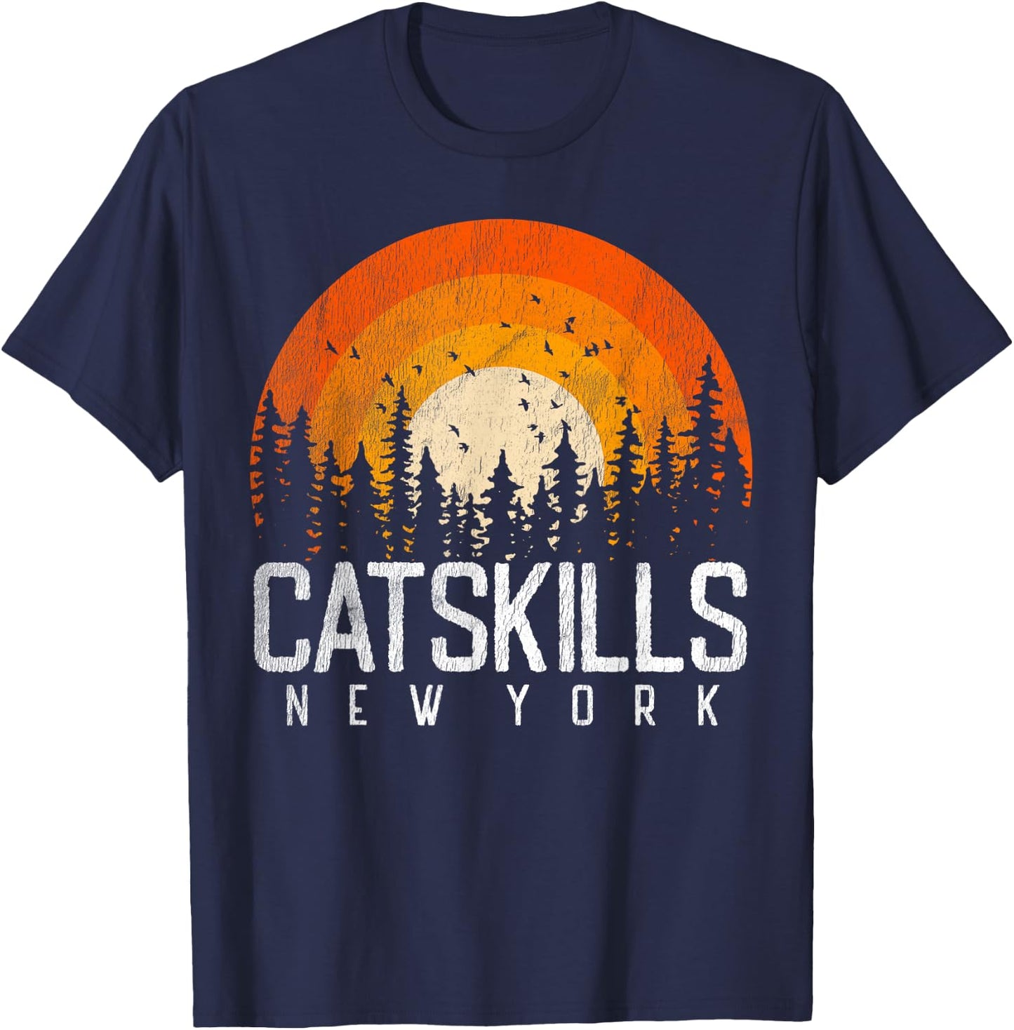 Catskills New York NY Shirt Retro Vintage 70s 80s 90s Gift T-Shirt - T-Shirt | Navy