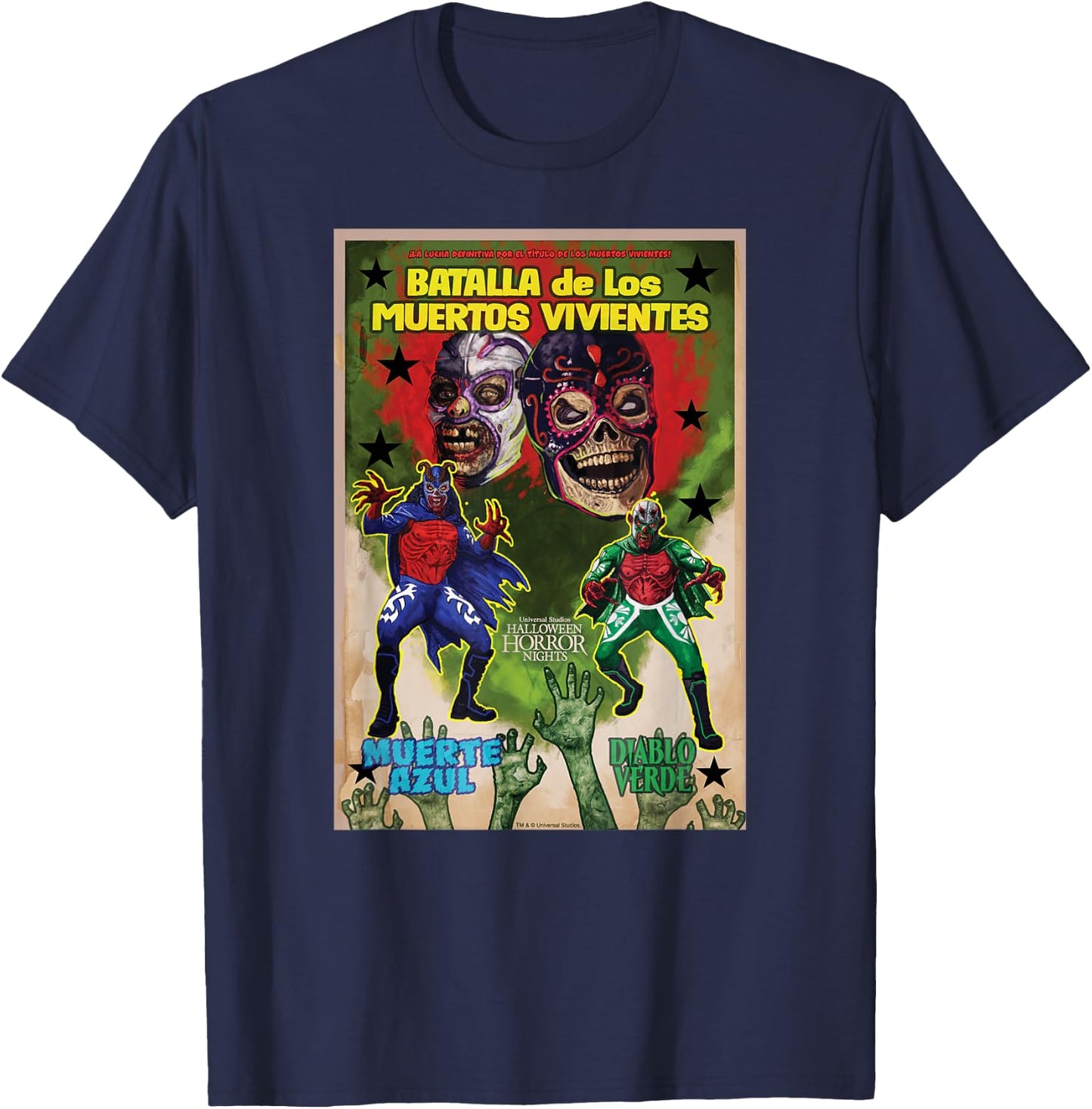 Universal Halloween Horror Nights Lucha Libre Zombies T-Shirt - T-Shirt | Navy