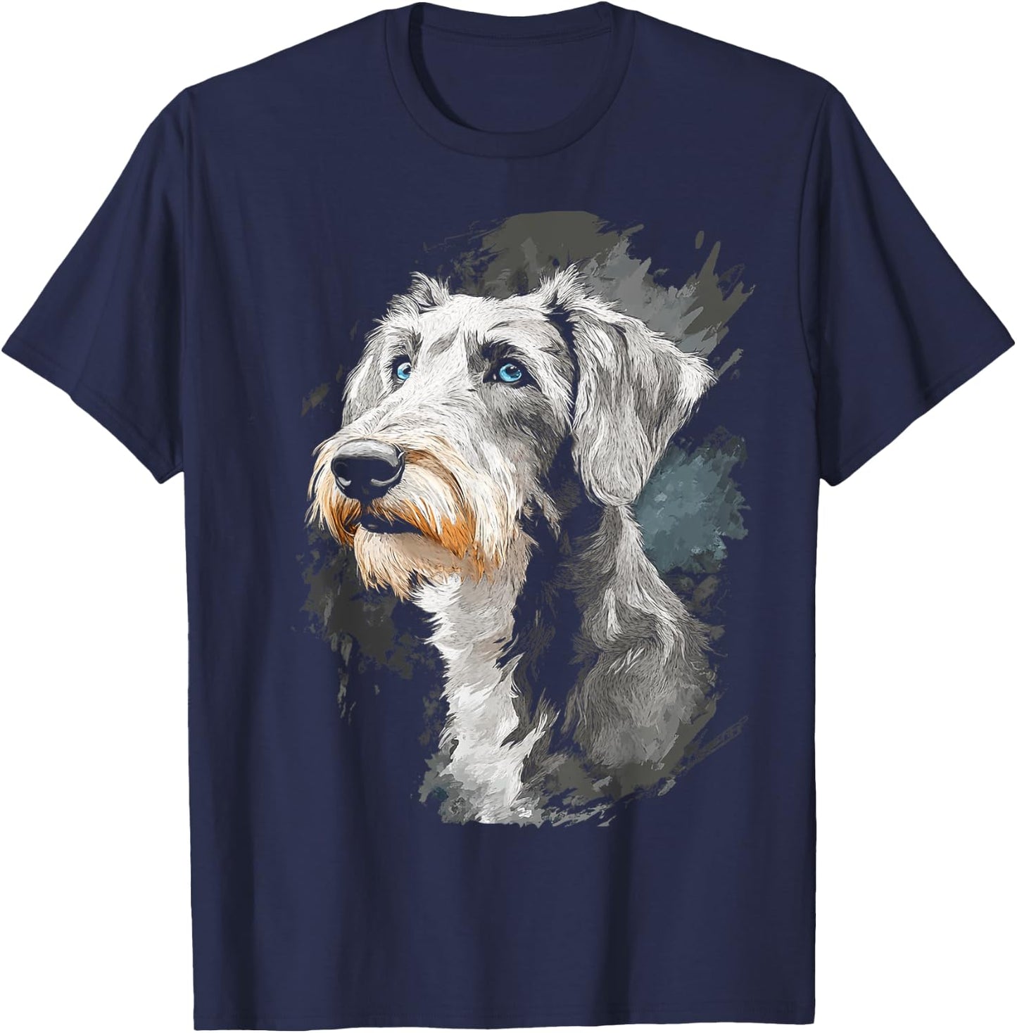 Irish Wolfhound Dog Motif Pet Art Blue Eyes Irish Wolfhound T-Shirt - T-Shirt | Navy