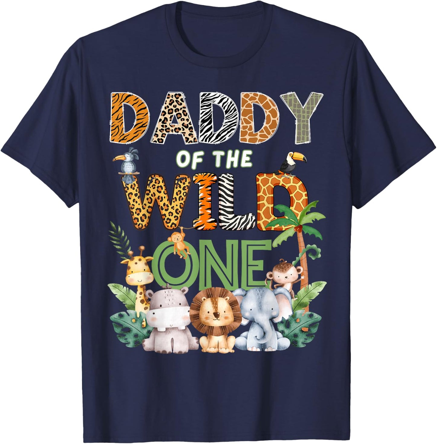 Daddy of The Wild One Safari 1St Birthday Kids T-Shirt - T-Shirt | Navy