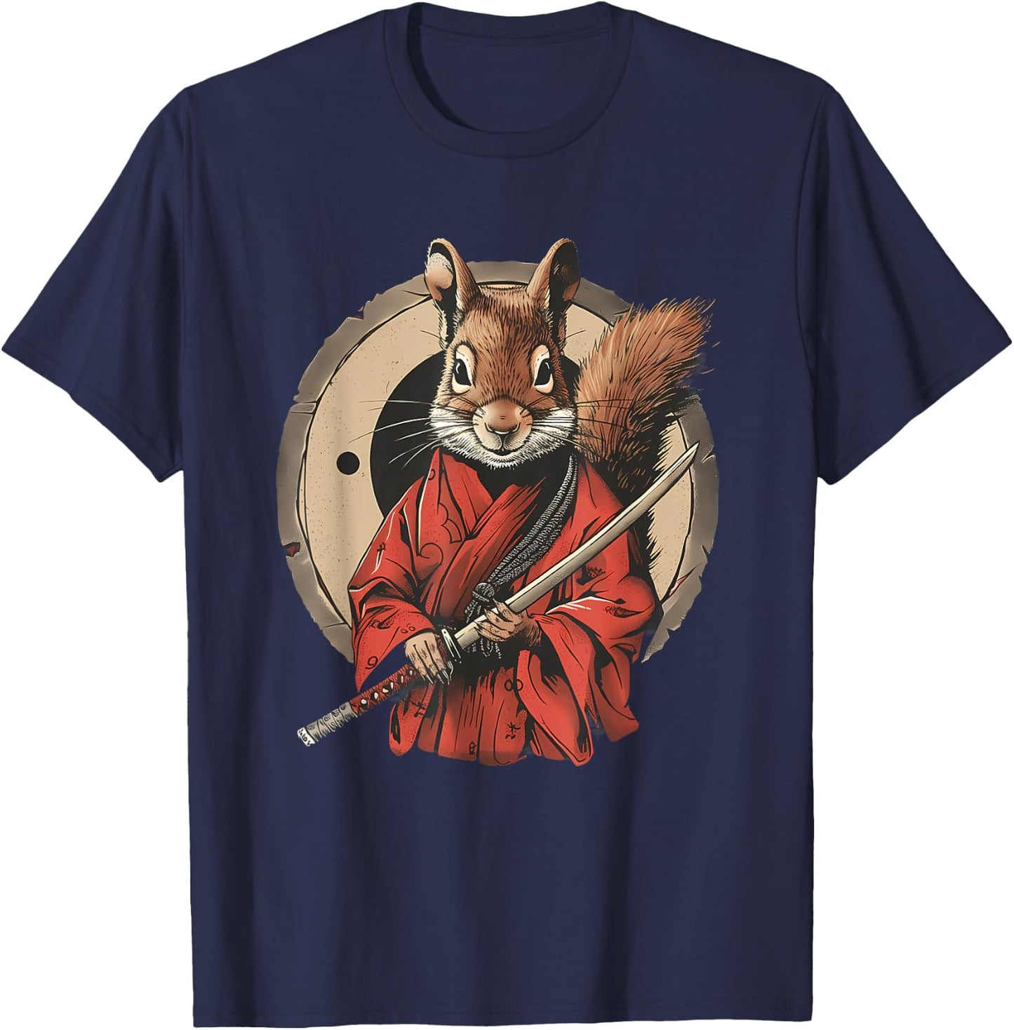 Samurai Squirrel Samurai Artwork Japanese Ninja Squirrel T-Shirt - T-Shirt | Navy