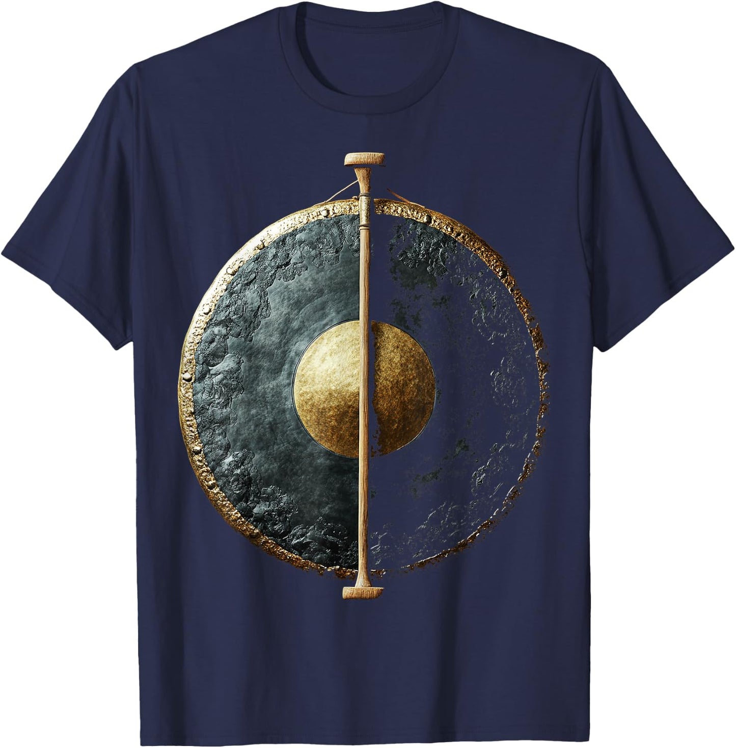 Gong Music Instrument Motif Art Gong T-Shirt - T-Shirt | Navy