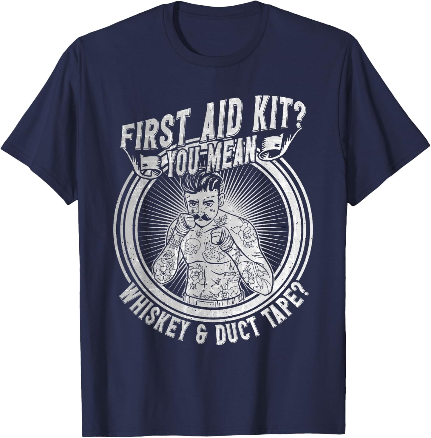Bare Knuckle Boxing Outfit Old School Boxer MMA Fighter T-Shirt - T-Shirt | Navy