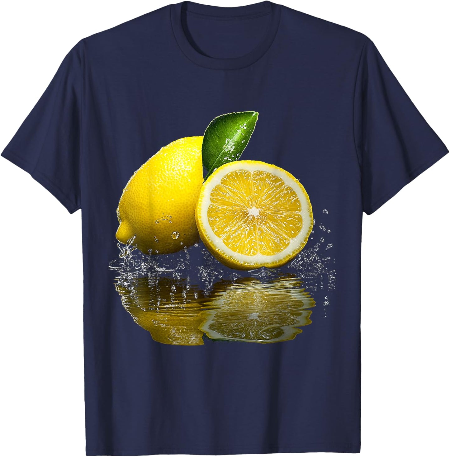 Lemon Fruit Illustration , black T-Shirt - T-Shirt | Navy