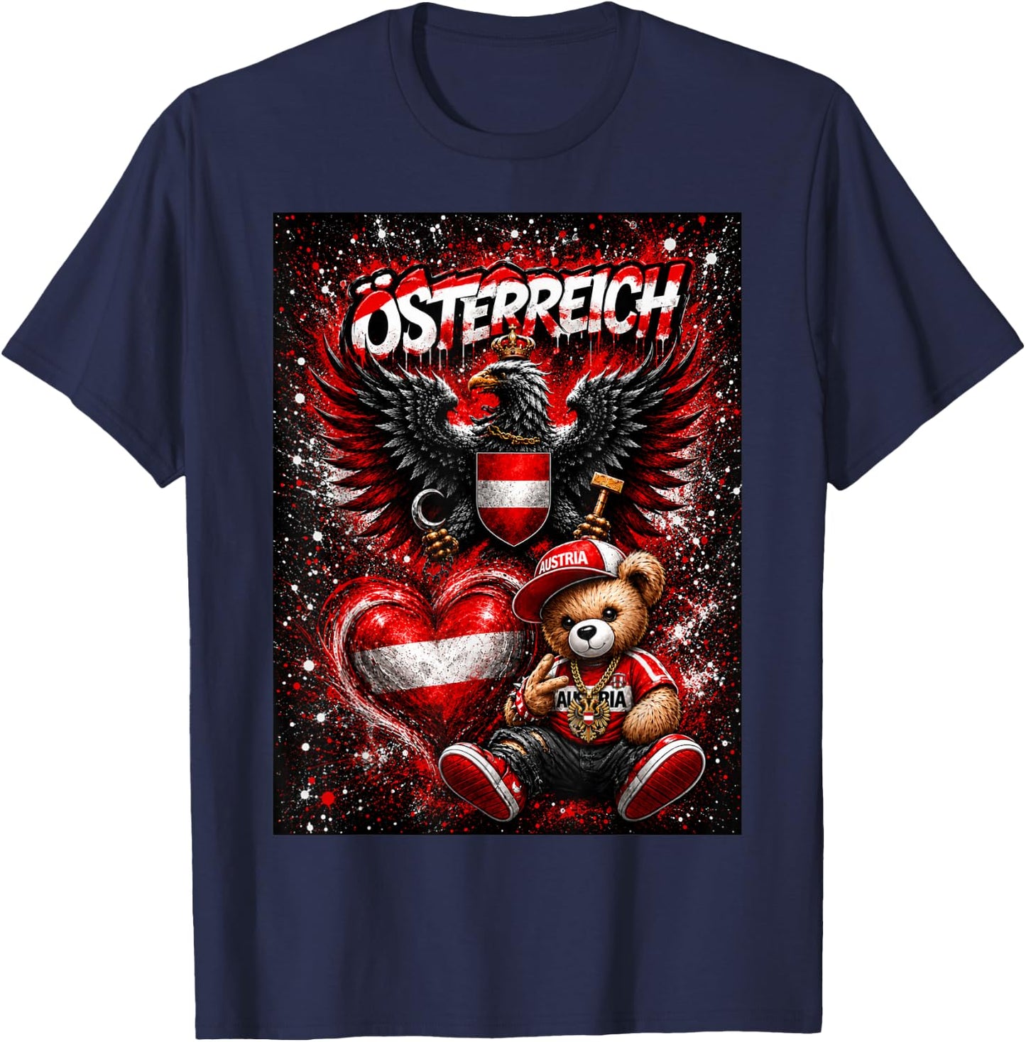 Österreich Adler & Bär Trikot Austria Herren Damen Geschenk T-Shirt - T-Shirt | Navy