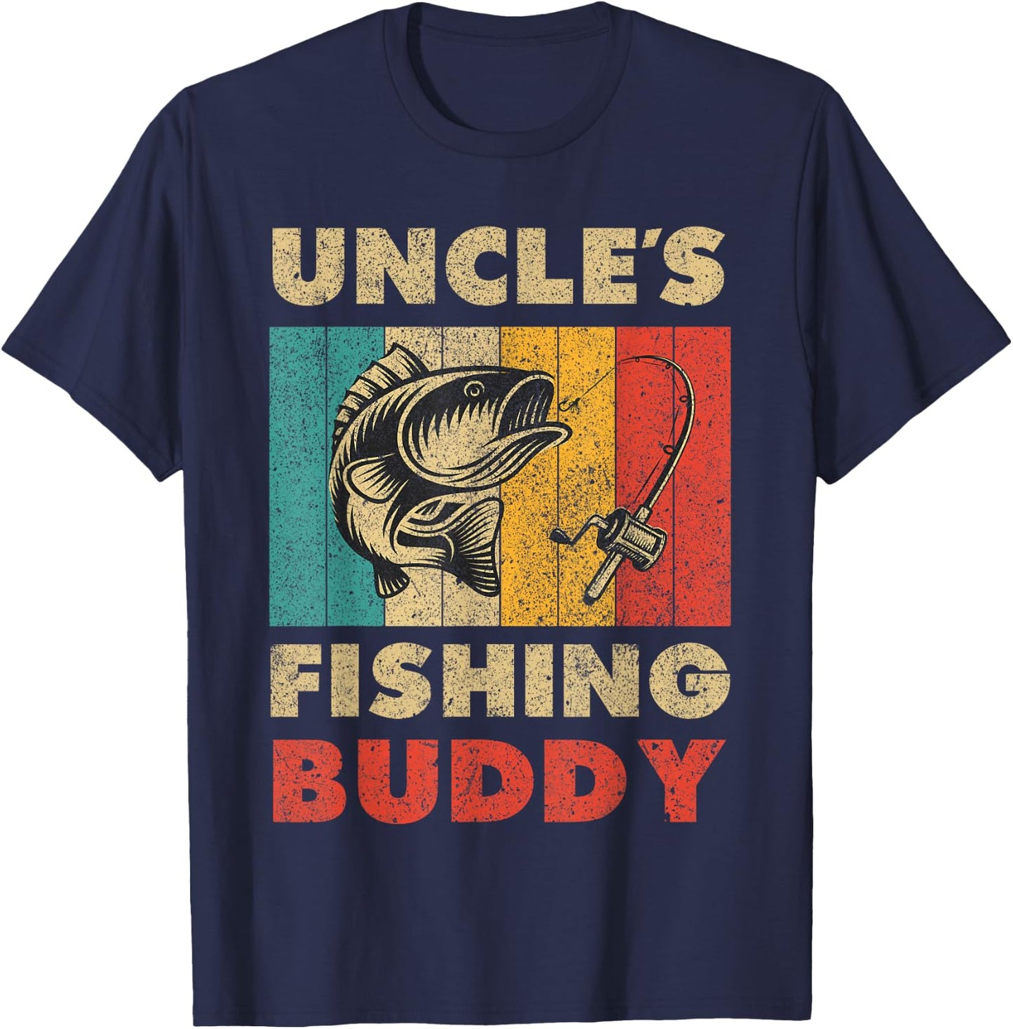Funny Fishing Uncle's Fishing Buddy Vintage Fishing T-Shirt - T-Shirt | Navy