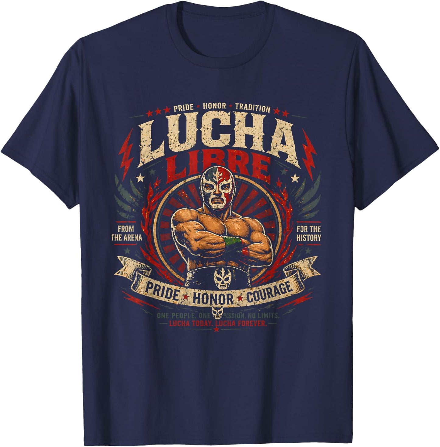 Vintage Lucha Libre Comicbook Mexican Wrestling Wrestler T-Shirt - T-Shirt | Navy
