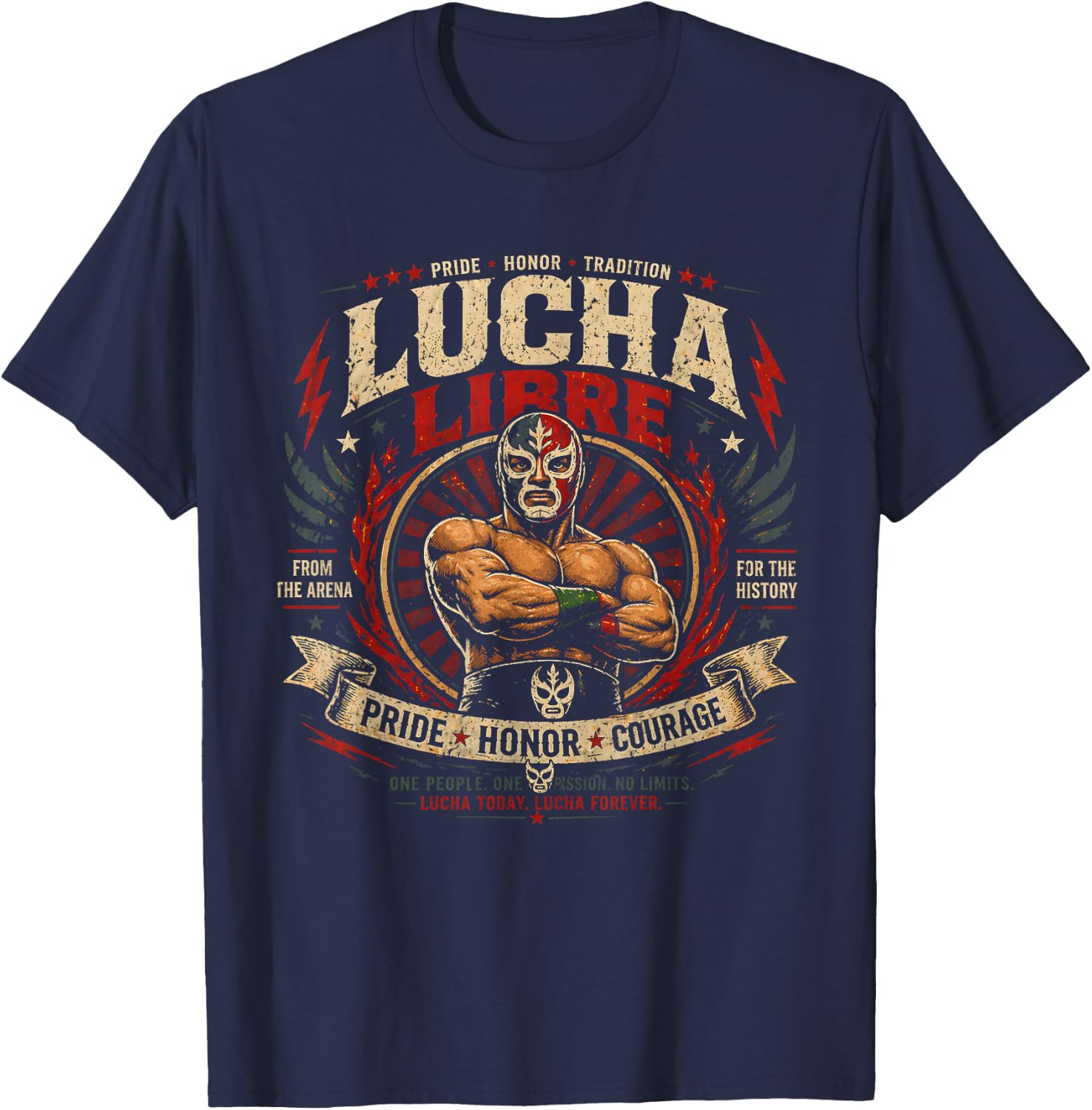 Vintage Lucha Libre Comicbook Mexican Wrestling Wrestler T-Shirt - T-Shirt | Navy