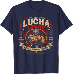 Vintage Lucha Libre Comicbook Mexican Wrestling Wrestler T-Shirt - T-Shirt | Navy