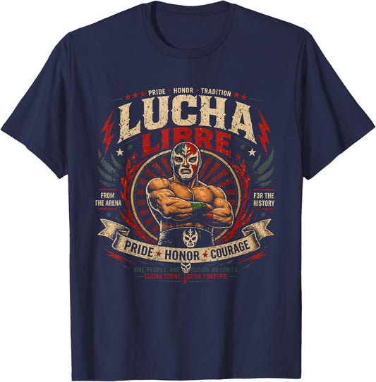 Vintage Lucha Libre Comicbook Mexican Wrestling Wrestler T-Shirt - T-Shirt | Navy