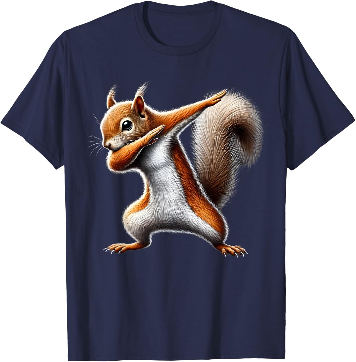 squirrel dabbing , Black, S T-Shirt - T-Shirt | Navy