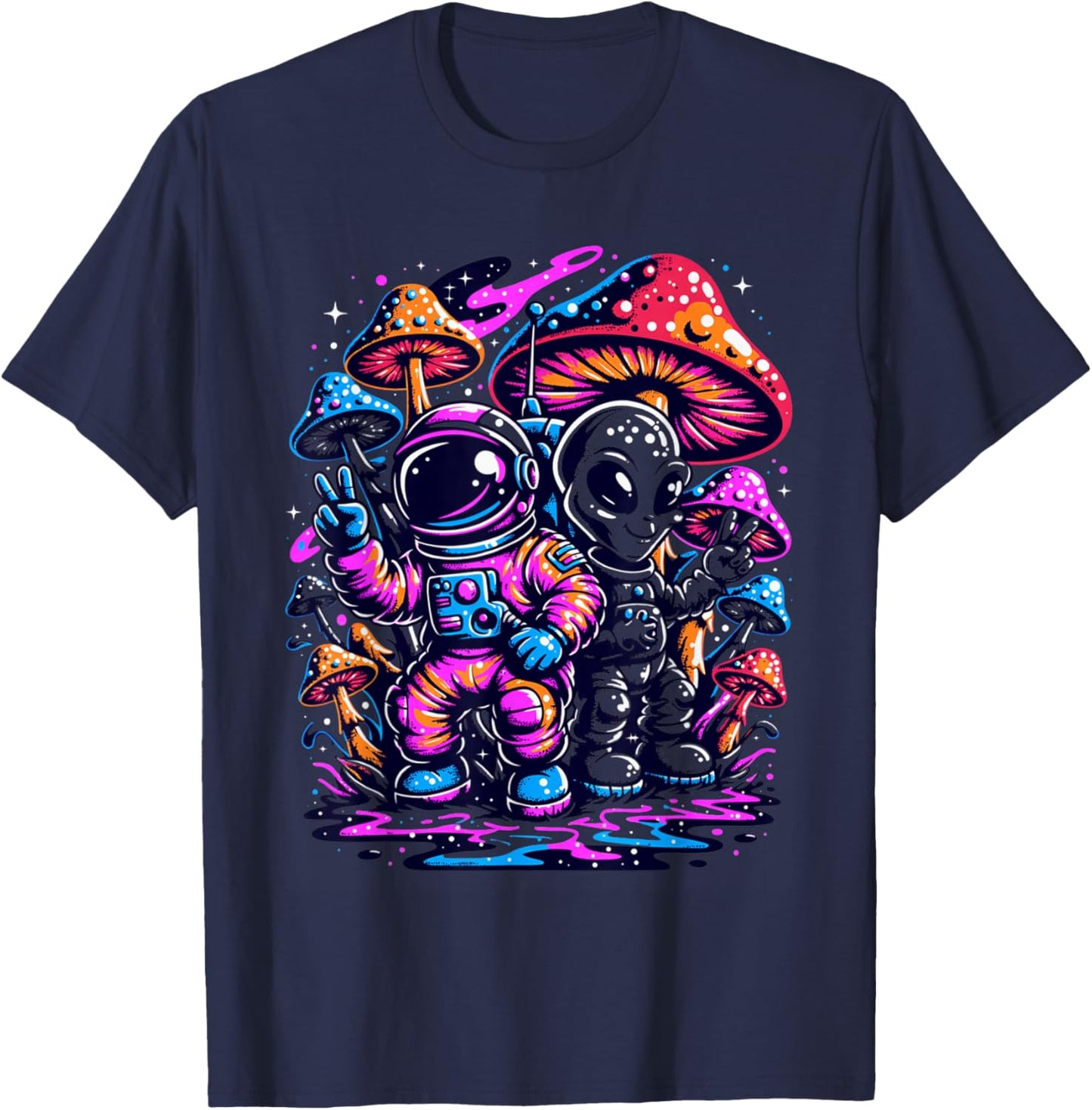 Trippy Space Galaxy Graphic Festival Men Music Men Women T-Shirt - T-Shirt | Navy