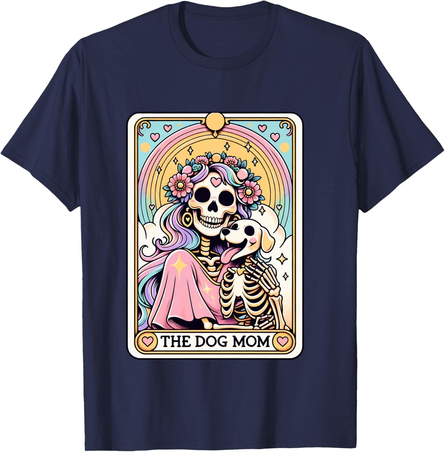The Dog Mom Tarot Card Cute Skeleton Dog Lover Gift Graphic T-Shirt - T-Shirt | Navy