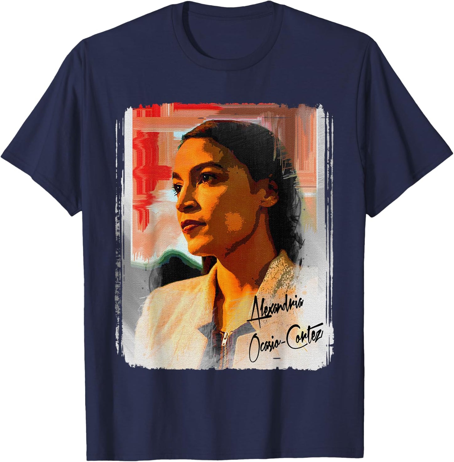 Alexandria Ocasio-Cortez Poster Design on a Shirt Cool T-Shirt - T-Shirt | Navy