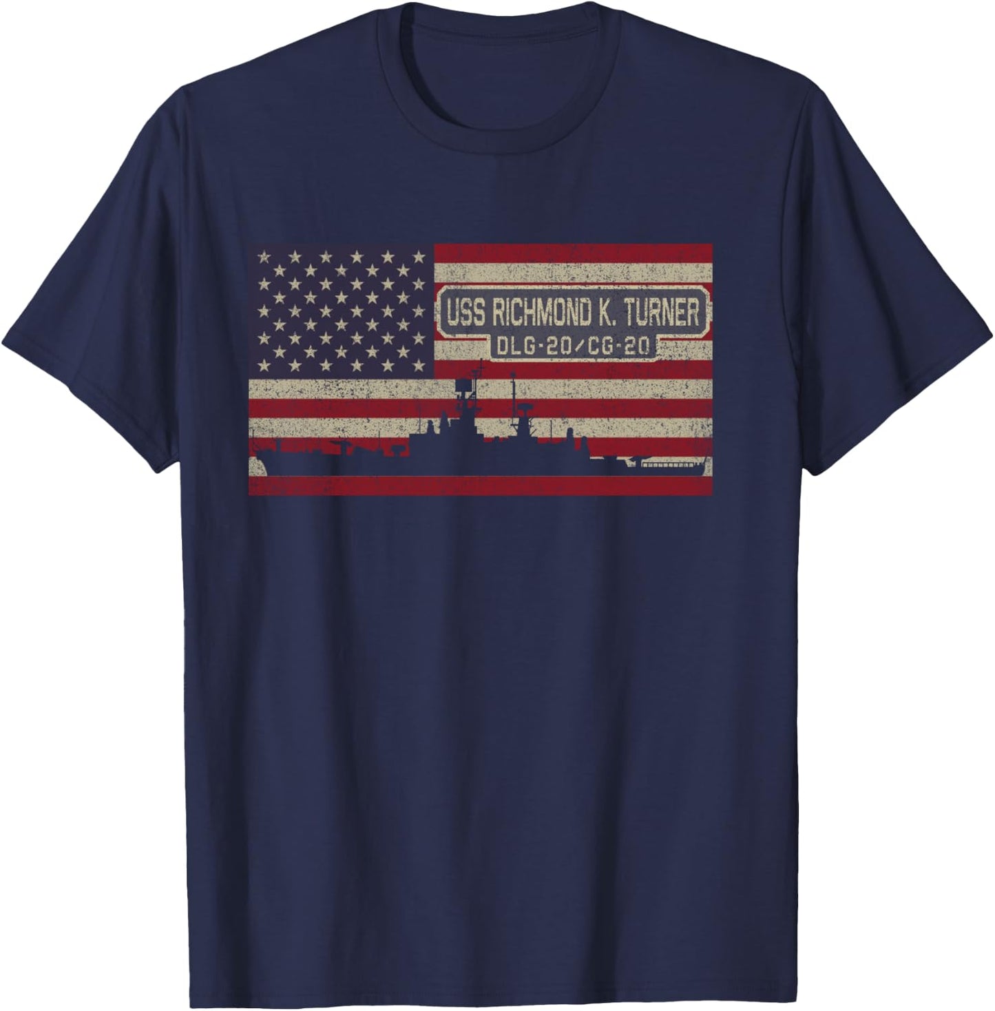 USS Richmond K Turner DLG-20 CG-20 Ship USA Flag T-Shirt - T-Shirt | Navy