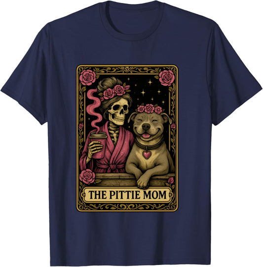 The Pittie Mom Tarot Card Cute Pit Bull Smiling Pitbull Love T-Shirt - T-Shirt | Navy