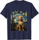 Pitbull Dog Pittie Van Gogh Style Starry Night Graphic T-Shirt - T-Shirt | Navy