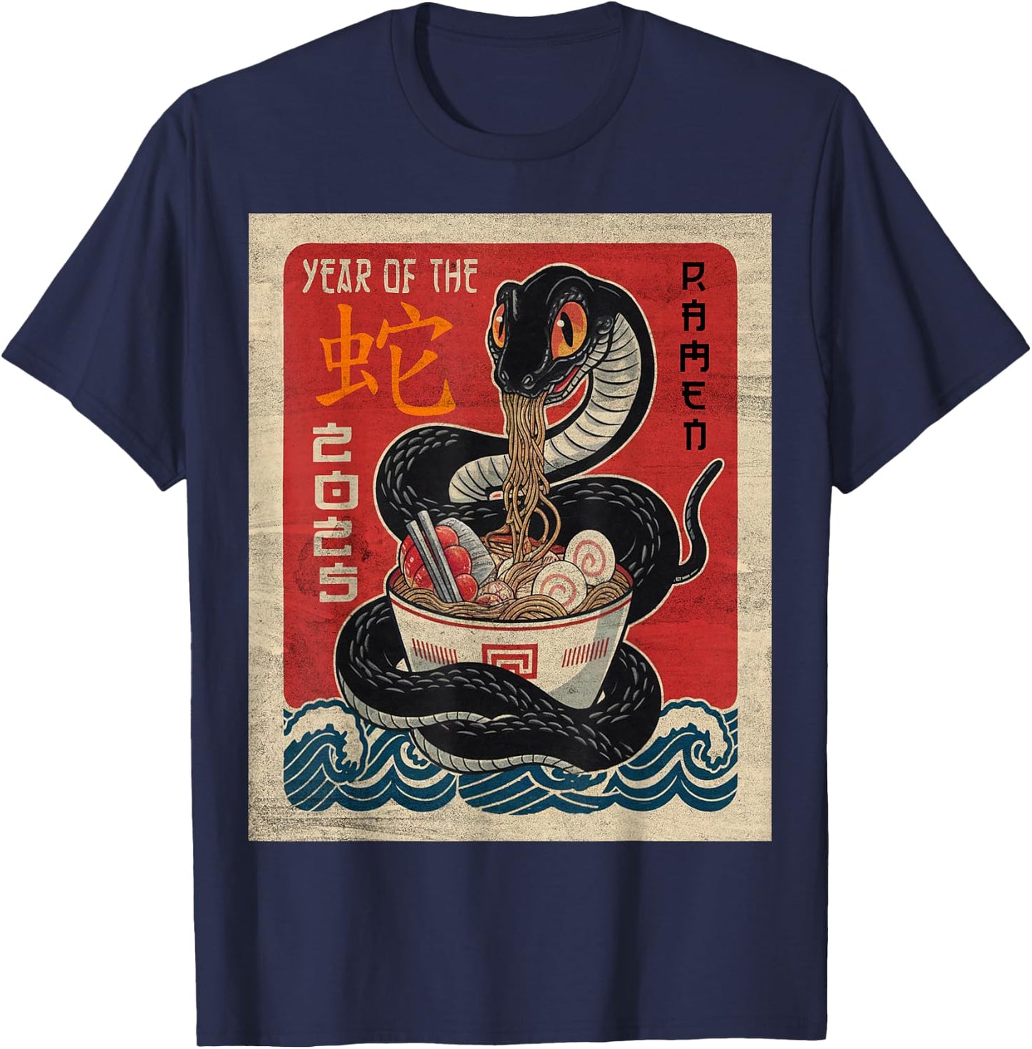 Snake Ramen Japanese Funny Graphic Kawaii Snake Anime Gifts T-Shirt - T-Shirt | Navy