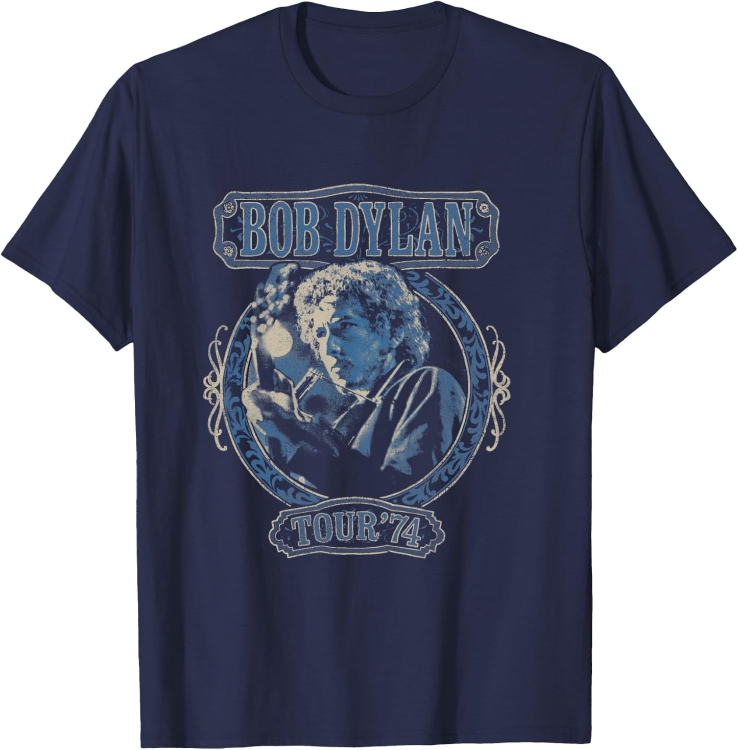 Bob Dylan Tour 74 Official , Black, S T-Shirt - T-Shirt | Navy