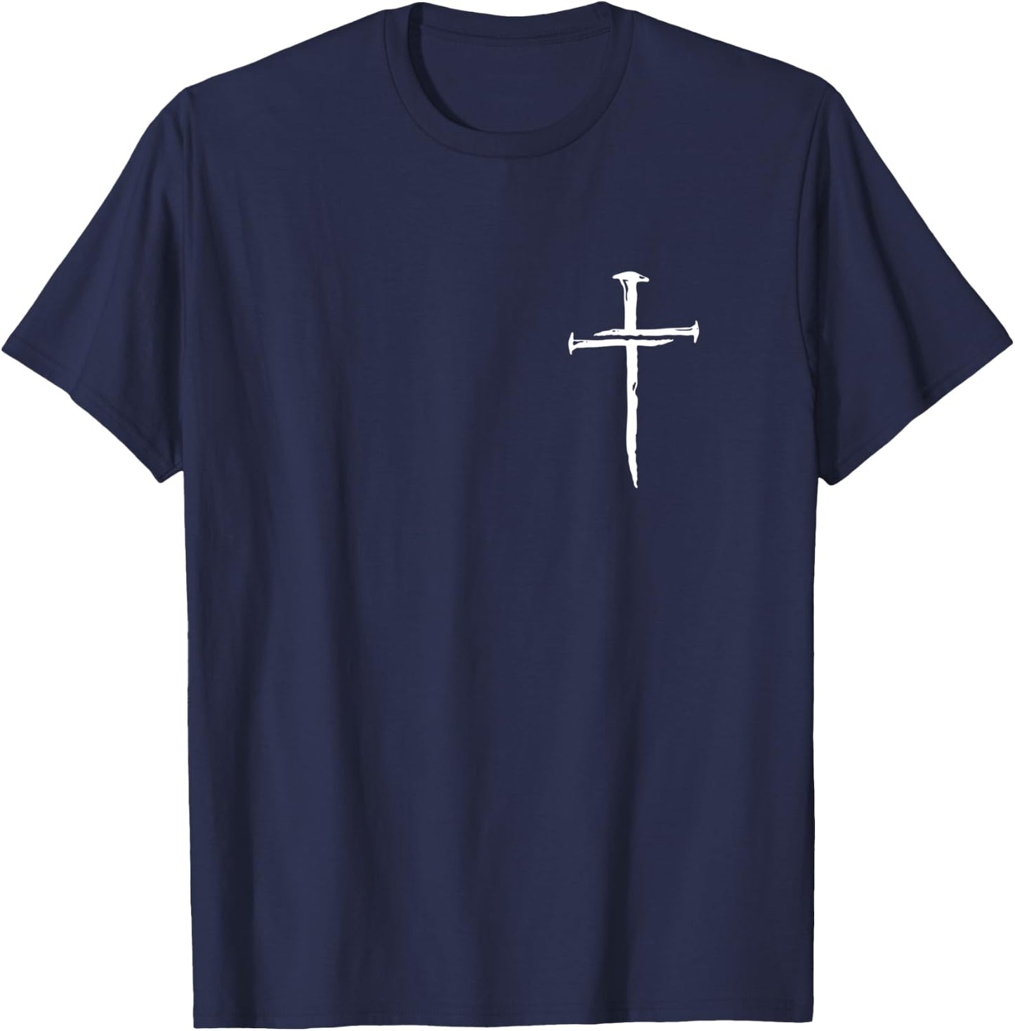 Christian Minimalist Religious Jesus Crist Three Nails Cross T-Shirt - T-Shirt | Navy