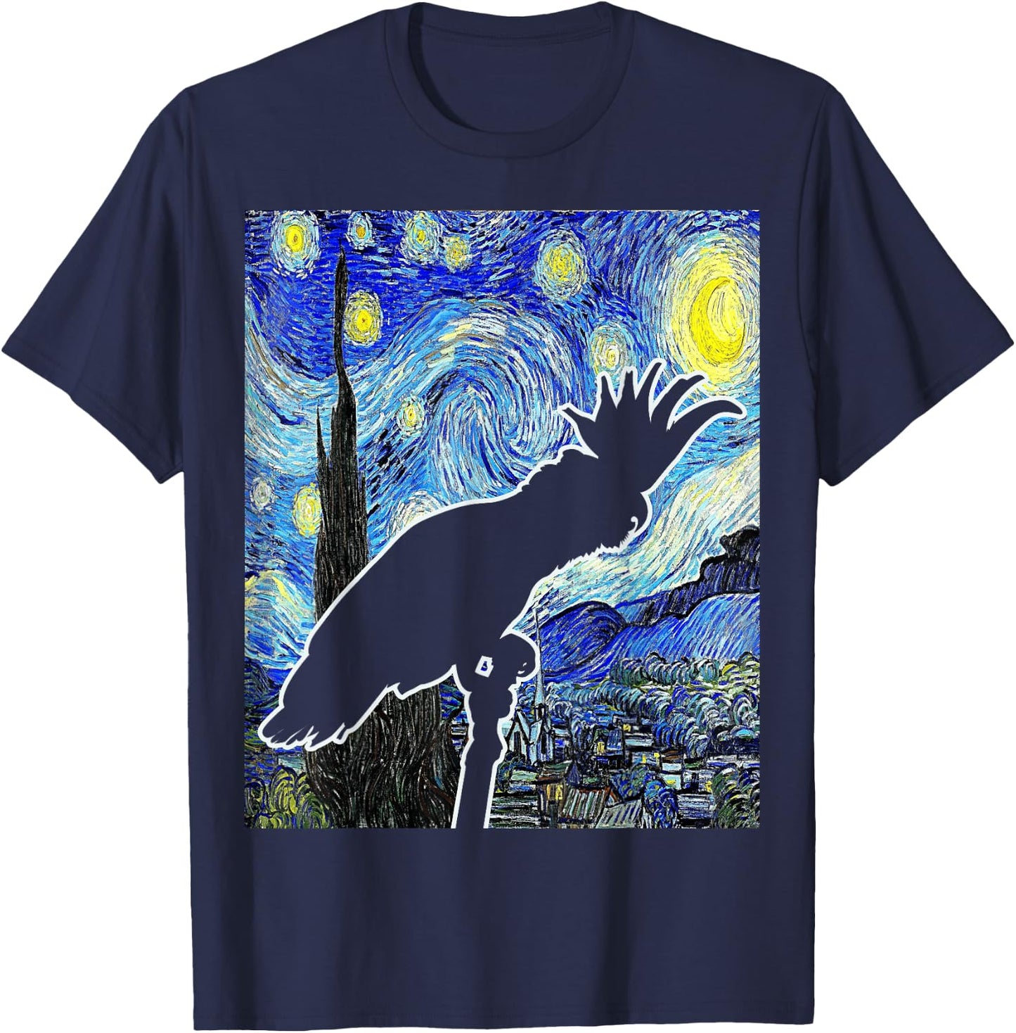 Cockatoo Starry Night Van Gogh Cockatoo Parrot Birding T-Shirt - T-Shirt | Navy