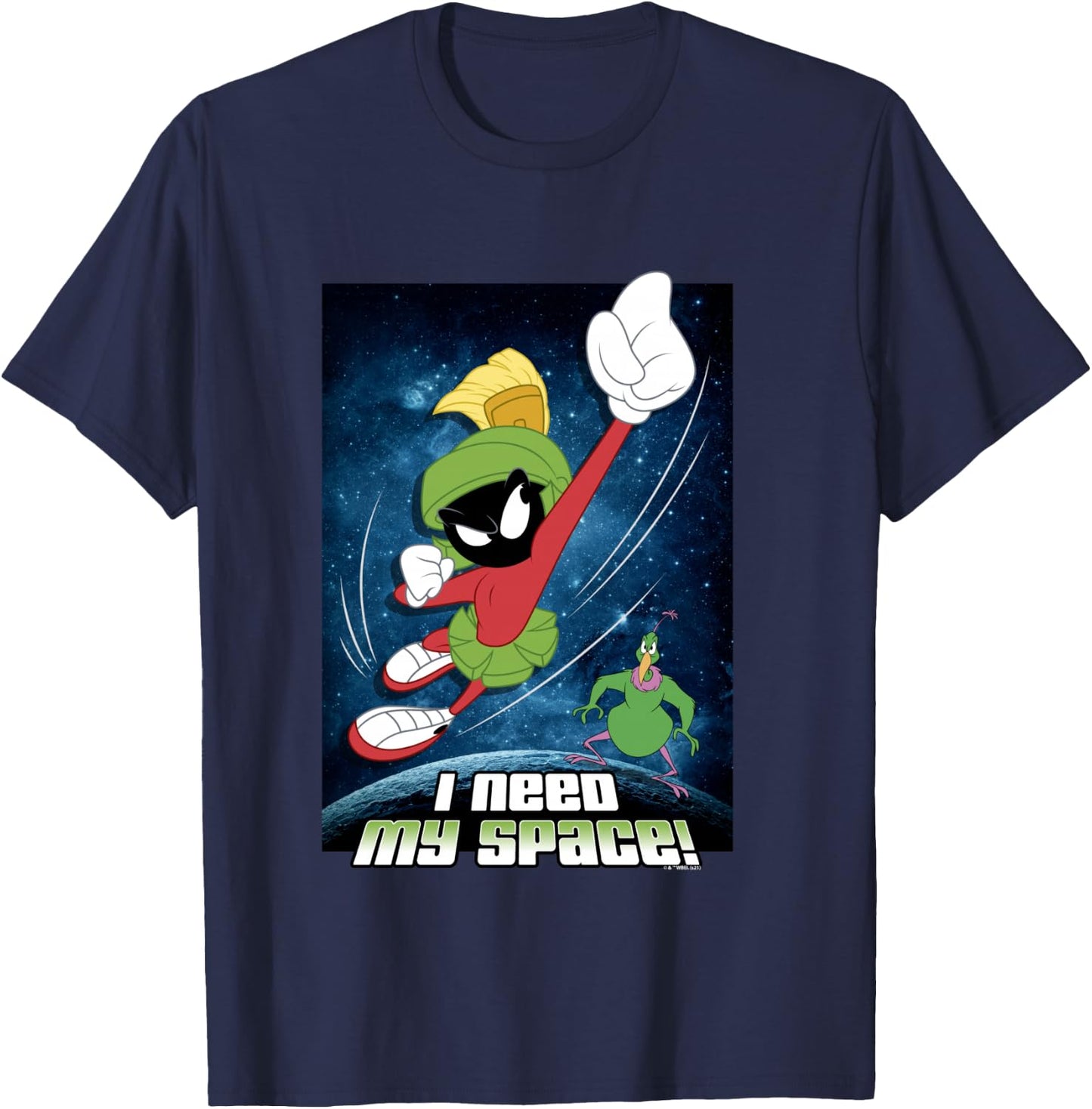 Looney Tunes Marvin & Instant Martian Need Space Poster T-Shirt - T-Shirt | Navy