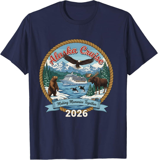 Alaska Cruise 2026 Matching Friends and Family Group Alaskan T-Shirt - T-Shirt | Navy