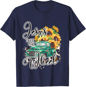 Jesus Take Me The Wheel Flower Truck Western Christian T-Shirt - T-Shirt | Navy