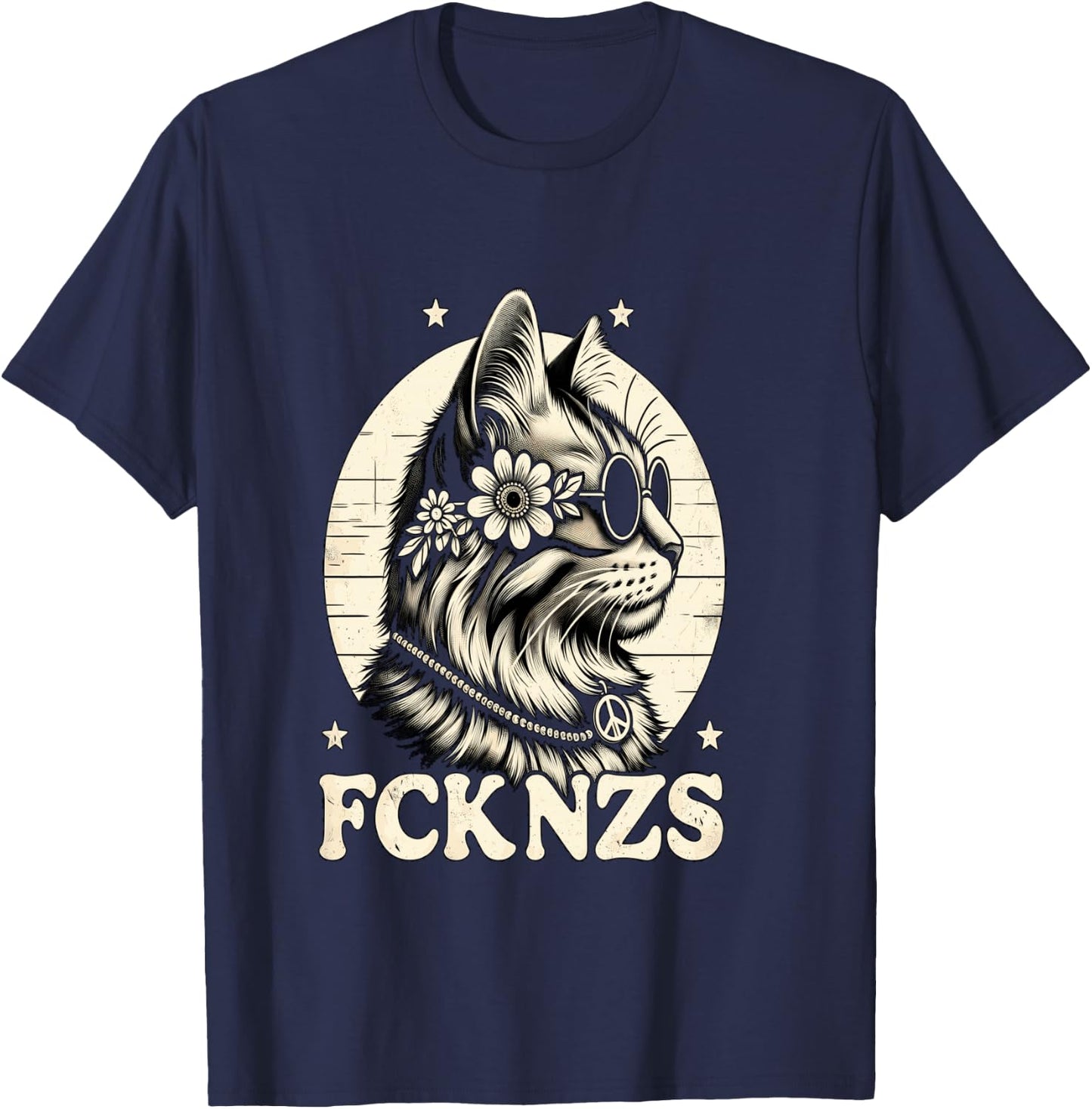 FCK NZS, süße Katze Langarmshirt T-Shirt - T-Shirt | Navy