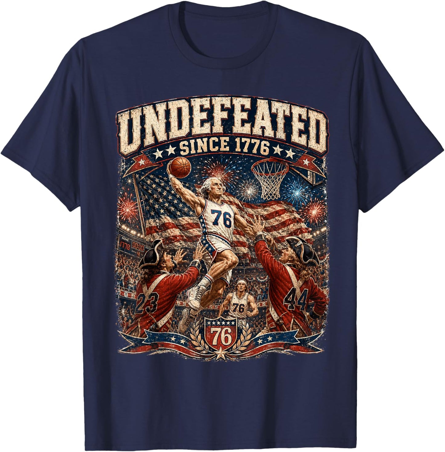George Washington Undefeated Since 1776 Basketball USA T-Shirt - T-Shirt | Navy