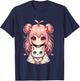 Anime cute cat lovers kawaii manga otaku anime girl pink T-Shirt - T-Shirt | Navy