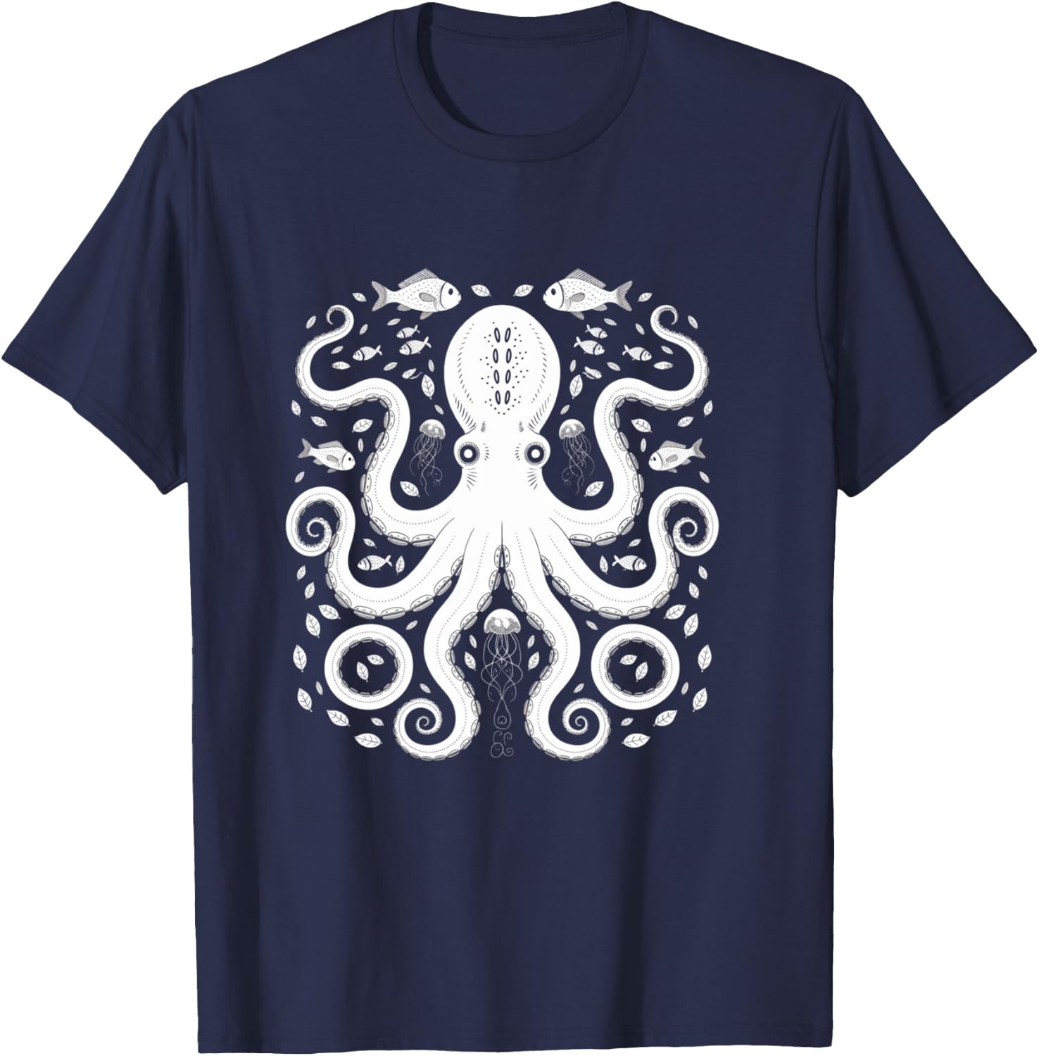 Vintage Octopus Retro Graphic Octopuses Women Men Fisherman T-Shirt - T-Shirt | Navy