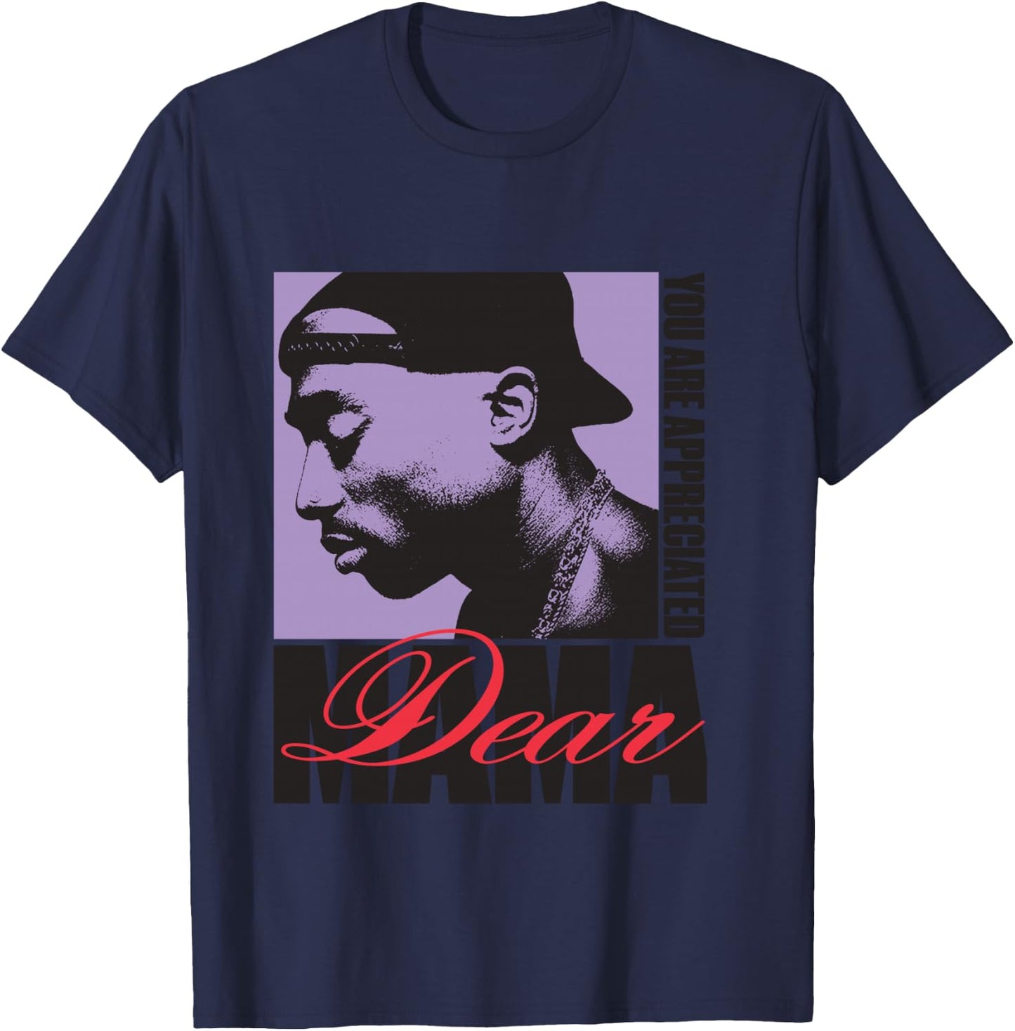 Official Tupac Dear Mama Product, grey, S T-Shirt - T-Shirt | Navy