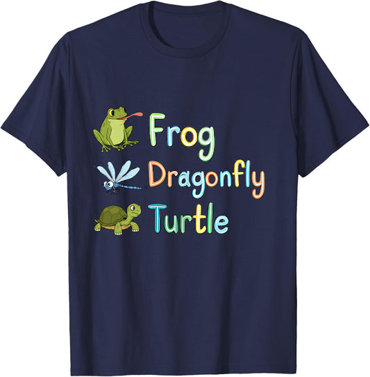 Subtle Political Humor Frog Dragonfly Turtle Women Men 2025 T-Shirt - T-Shirt | Navy