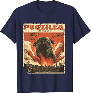 Pugzilla Design for Pug Owner Retro Vintage Apparel Pugs T-Shirt - T-Shirt | Navy