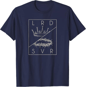 Vintage Retro Jesus Christian Lord & Savior graphic T-Shirt - T-Shirt | Navy