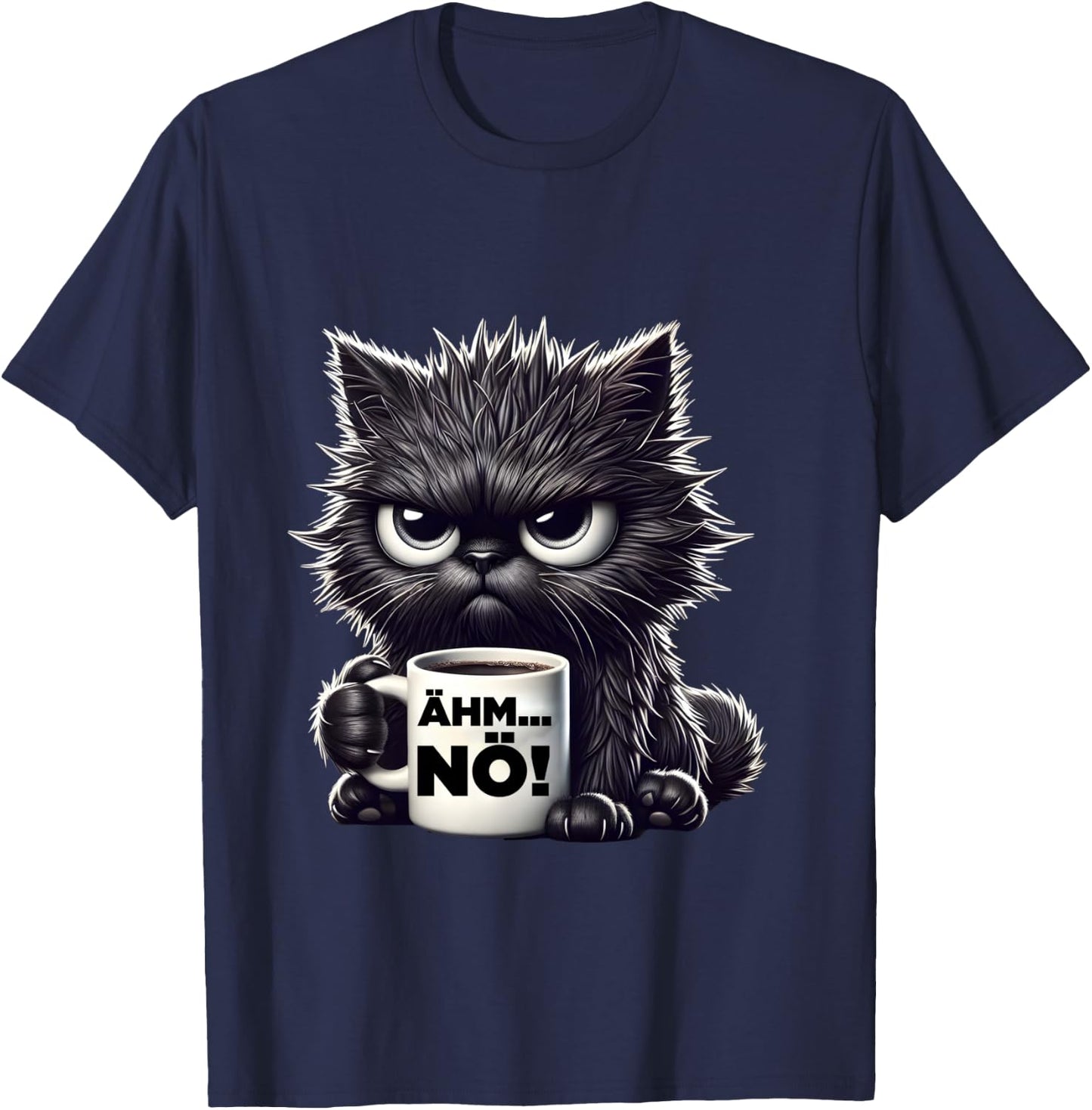 Grimmige Cat Work Colleagues Men Women Funny Cats Shirt, black, S T-Shirt - T-Shirt | Navy