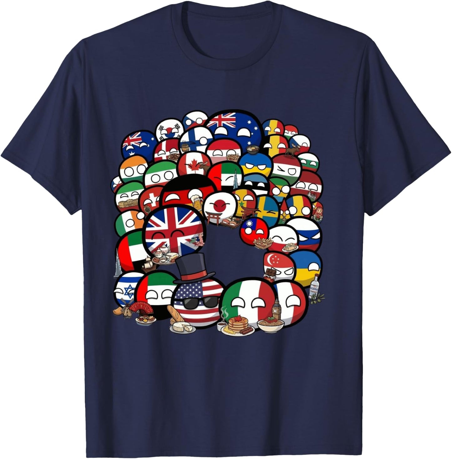 Countryballs Foto von Nationen Langarmshirt T-Shirt - T-Shirt | Navy