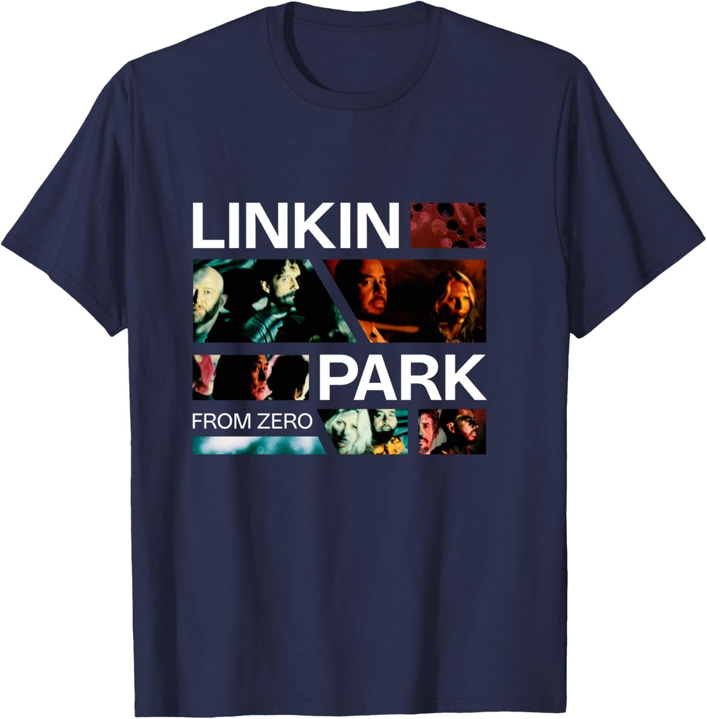 Linkin Park Long Handle Photo Grid, Black, S T-Shirt - T-Shirt | Navy